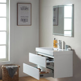 Vanity Art VA6036WL 36 Inch LED Lighted Wall Hung Single Sink Bathroom Vanity With Resin Top - White