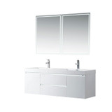 Vanity Art VA6060DWL 60 Inch LED Lighted Wall Hung Double Sink Bathroom Vanity With Resin Top - White