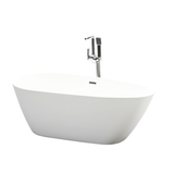 Vanity Art VA6515-S-BN 59" x 29.5" Freestanding Acrylic Soaking Bathtub - White/Brushed Nickel Trim