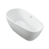 Vanity Art 59" x 29.5" Freestanding Acrylic Soaking Bathtub - White/Brushed Nickel Trim - VA6515-S-BN