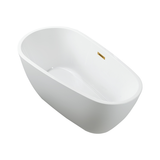 Vanity Art 59" x 29.5" Freestanding Acrylic Soaking Bathtub - White/Titanium Gold Trim - VA6515-S-TG