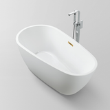 Vanity Art VA6515-S-TG 59" x 29.5" Freestanding Acrylic Soaking Bathtub - White/Titanium Gold Trim