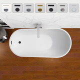 Vanity Art 67" x 32" Freestanding Acrylic Soaking Bathtub - White/Matte Black Trim - VA6522-L-MB