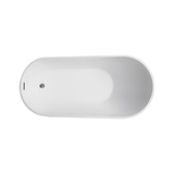 Vanity Art VA6522-S-BN 55" x 28" Freestanding Acrylic Soaking Bathtub - White/Brushed Nickel Trim