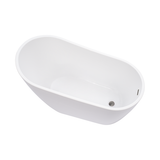 Vanity Art 55" x 28" Freestanding Acrylic Soaking Bathtub - White/Brushed Nickel Trim - VA6522-S-BN