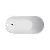 Vanity Art VA6522-S-MB 55" x 28" Freestanding Acrylic Soaking Bathtub - White/Matte Black Trim