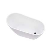 Vanity Art 55" x 28" Freestanding Acrylic Soaking Bathtub - White/Oil Rubbed Bronze Trim - VA6522-S-ORB