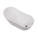 Vanity Art 55" x 28" Freestanding Acrylic Soaking Bathtub - White/Matte Black Trim - VA6531-MB