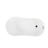 Vanity Art VA6531-MB 55" x 28" Freestanding Acrylic Soaking Bathtub - White/Matte Black Trim