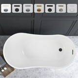 Vanity Art VA6531-ORB 55" x 28" Freestanding Acrylic Soaking Bathtub - White/Oil Rubbed Bronze Trim