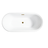 Vanity Art 67" x 31" Freestanding Acrylic Soaking Bathtub - White/Titanium Gold Trim - VA6610-L-TG