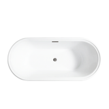 Vanity Art 59" x 30" Freestanding Acrylic Soaking Bathtub - White/Brushed Nickel Trim - VA6610-S-BN