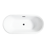 Vanity Art  VA6610-S-MB 59" x 30" Freestanding Acrylic Soaking Bathtub - White/Matte Black Trim