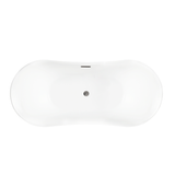 Vanity Art VA6805-BN 67" x 31" Freestanding Acrylic Soaking Bathtub - White/Brushed Nickel Trim