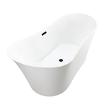Vanity Art VA6805-MB 67" x 31" Freestanding Acrylic Soaking Bathtub - White/Matte Black Trim
