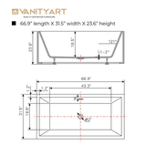 Vanity Art  VA6813B-L-MB 67" x 32" Freestanding Acrylic Soaking Bathtub - White/Matte Black Trim
