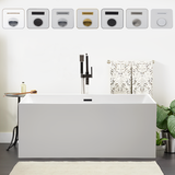 Vanity Art 67" x 32" Freestanding Acrylic Soaking Bathtub - White/Matte Black Trim - VA6813B-L-MB