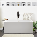Vanity Art 67" x 32" Freestanding Acrylic Soaking Bathtub - White/Titanium Gold Trim - VA6813B-L-TG