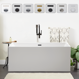 Vanity Art 59" x 29.5" Freestanding Acrylic Soaking Bathtub - White/Matte Black Trim - VA6813B-S-MB