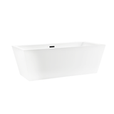 Vanity Art 67" x 32" Freestanding Acrylic Soaking Bathtub - White/Matte Black Trim - VA6814-L-MB