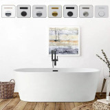 Vanity Art VA6815-L-ORB 67" x 32" Freestanding Acrylic Soaking Bathtub - White/Oil Rubbed Bronze Trim
