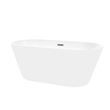 Vanity Art 67.3 x 32 Freestanding Acrylic Soaking Bathtub - White/Brushed Nickel Trim - VA6815-NLW-BN