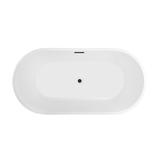 Vanity Art VA6815-NLW-MB 67.3 x 32 Freestanding Acrylic Soaking Bathtub - White/Matte Black Trim