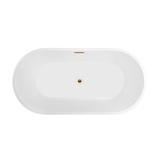 Vanity Art  VA6815-NLW-TG 67.3 x 32 Freestanding Acrylic Soaking Bathtub - White/Titanium Gold Trim