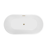 Vanity Art VA6815-NSW-TG 59 x 29.5 Freestanding Acrylic Soaking Bathtub - White/Titanium Gold Trim