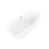 Vanity Art 59" x 30" Freestanding Acrylic Soaking Bathtub - White/Brushed Nickel Trim - VA6815-S-BN