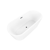 Vanity Art  VA6815-S-MB 59" x 30" Freestanding Acrylic Soaking Bathtub - White/Matte Black Trim