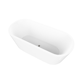 Vanity Art VA6815-XS-BN 59" x 30" Freestanding Acrylic Soaking Bathtub - White/Brushed Nickel Trim