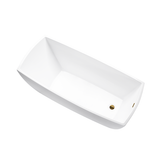 Vanity Art 66.5" x 31" Freestanding Acrylic Soaking Bathtub - White/Titanium Gold Trim - VA6841-TG