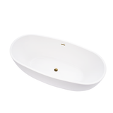 Vanity Art  VA6906-S-TG 59" x 29" Freestanding Acrylic Soaking Bathtub - White/Titanium Gold Trim