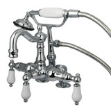 Kingston Brass 3-3/8" Deck Mount Clawfoot Tub Filler Faucet with Hand Shower - Polished Chrome CC1016T1