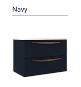 Lucena Arco Two Drawer Wall Mounted Vanity Cabinet Only - Sink On The Right Side 40" W x 22" H x 18" D - Navy Color