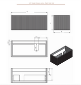 Lucena Bath Bari 70840 40" Single Drawer Black Wall Mounted Floating Vanity Cabinet Only, for Right Side Sink