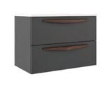 Lucena Bath Arco 87468 Wall Mounted 48" 2 Drawer Grey/Ceniza Vanity Cabinet Only, For Right Side Sink