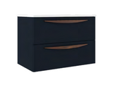 Lucena Bath Arco 70795 Wall Mounted 48" 2 Drawer Navy Vanity Cabinet Only, For Left Side Sink