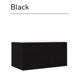 Lucena Bath Bari 70852 48" Single Drawer Black Wall Mounted Floating Vanity Cabinet Only, for Left Side Sink
