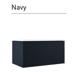 Lucena Bath Bari 87259 48" Single Drawer Navy Wall Mounted Floating Vanity Cabinet Only, for Right Side Sink