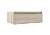 Lucena Box Single Drawer Wall Mount Vanity - Sink on Right Side 40" W x 11" H x 18" D - Crudo Color - 84369