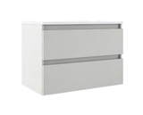 Lucena Box Two Drawer Wall Mount Vanity - Sink on Right Side 40" W x 22" H x 18" D - White High Gloss Finish - 84417