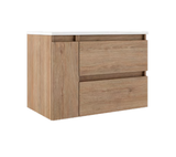 Lucena Box Two Drawer + One Door Wall Mount Vanity - Sink on Left Side 36" W x 22" H x 18" D - Canela Color - 70705