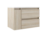 Lucena Box Two Drawer + One Door Wall Mount Vanity - Sink on Left Side 36" W x 22" H x 18" D - Crudo Color - 70711