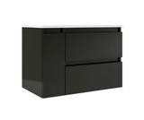 Lucena Box Two Drawer + One Door Wall Mount Vanity - Sink on Left Side 36" W x 22" H x 18" D - Grey/Ceniza High Gloss Finish - 70729
