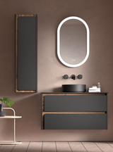 Lucena Cordoba Two Drawer Wall Mount Vanity, Sink on Right Side 40" W x 22" H x 18" D - Aliso Color with Valenti Interior - 71795