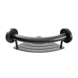 Healthcraft PLUS Corner Shelf + Decorative Grab Bar, Two In One - Matte Black - PLUS-CS-BLK