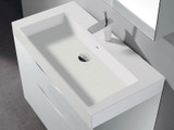 Madeli 30 Inch W x 18 Inch D Solid Surface Trough Sink & Countertop - Glossy White - XTU1845-30-100-WH