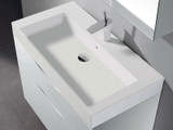 Madeli  XTU1845-30-110-WH 18"D-TROUGH 30"W SOLID SURFACE SINK. GLOSSY WHITE
